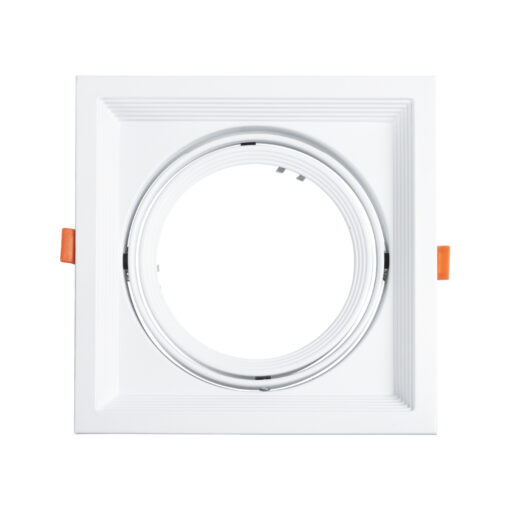 GloboStar® VITA 77852 Χωνευτό Κινούμενο Τετράγωνο Σποτ Οροφής για Λάμπα AR111 – IP20 – Χυτό Αλουμίνιο – Μ18 x Π18 x Υ4.5cm – Λευκό – 5 Χρόνια Εγγύηση