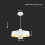LED Κρεμαστό φωτιστικό Ακρυλικό Λευκό Ø340 Φυσικό λευκό 4000Κ V-TAC – 3933