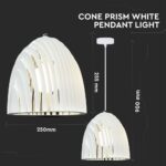 Κρεμαστό Φωτιστικό Οροφής Μονόφωτο E27 Cone Prism ø250 Μεταλλικό Λευκό V-TAC – 3952