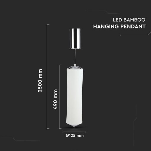 Κρεμαστό Φωτιστικό LED Οροφής Κύλινδρος ø125 18W Dimmable V-TAC 120° 1200lm Λευκό Θερμό Λευκό 3000K – 3980