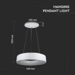 LED πολυέλαιος 25W 3000K Θερμό λευκό Dimmable με λευκό σώμα V-TAC – 3992