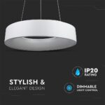 LED πολυέλαιος 25W 3000K Θερμό λευκό Dimmable με λευκό σώμα V-TAC – 3992