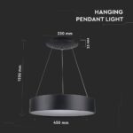 LED πολυέλαιος 25W 3000K Θερμό λευκό Dimmable με μαύρο σώμα V-TAC – 3993