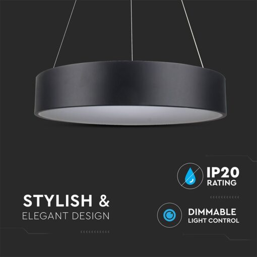 LED πολυέλαιος 30W 3000K Θερμό λευκό Dimmable με μαύρο σώμα V-TAC – 3996
