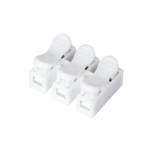 GloboStar® FAST-CONNECT 69906 Τριπλή Κλέμα Ταχείας Σύνδεσης & Διακλάδωσης Καλωδίων – 3 x Είσοδοι & 3 x Έξοδοι με Συμβατή Διατομή Καλωδίων 0.2mm² έως 1mm² – 250V 2A Max – Μ2 x Π2.7 x Υ1.9cm – Λευκό – Πακέτο 20 Τεμαχίων – 5 Years Warranty