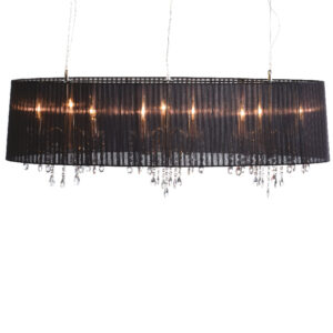 Κρεμαστό Φωτιστικό Πολυέλαιος 9ΧΕ14 Μεταλλικό Νίκελ Μαύρο Ύφασμα & Κρύσταλλα ACA DECOR – 3P1200BK
