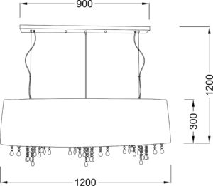 Κρεμαστό Φωτιστικό Πολυέλαιος 9ΧΕ14 Μεταλλικό Νίκελ Μαύρο Ύφασμα & Κρύσταλλα ACA DECOR – 3P1200BK