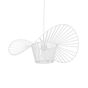 GloboStar® LUMINOVA 61465 Μοντέρνο Κρεμαστό Φωτιστικό Πλέγμα Μονόφωτο 1 x E27 IP20 Λευκό Σχοινί με Λευκό Σύρμα – Μ65 x Π65 x Υ25cm