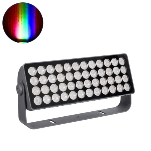 GLOBOSTAR® FLOOD-TURBO 90733 Προβολέας Wall Washer για Φωτισμό Κτιρίων LED 600W 33490lm 15° DC 24V Αδιάβροχο IP65 Μ50 x Π18.5 x Υ12.5cm Πολύχρωμο RGBW DMX512 – Γκρι Ανθρακί – 3 Χρόνια Εγγύηση
