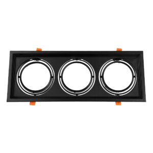 GloboStar® VITA 77857 Χωνευτό Κινούμενο Τριπλο Τετράγωνο Σποτ Οροφής για Λάμπα AR111 – IP20 – Χυτό Αλουμίνιο – M48.7 x Π18.7 x Y5.5cm – Μαύρο – 5 Χρόνια Εγγύηση