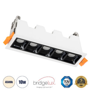 GloboStar® LUMINAR SUPERIOR 60318 Χωνευτό LED Spot Downlight TrimLess 10W 1400lm 36° AC 220-240V IP20 Μ14.8 x Π4.3 x Υ4.5cm – Λευκό με Μαύρο Κάτοπτρο – Φυσικό Λευκό 4500K – Bridgelux High Lumen Chip Gen2 – TÜV Certified Driver – 5 Years Warranty