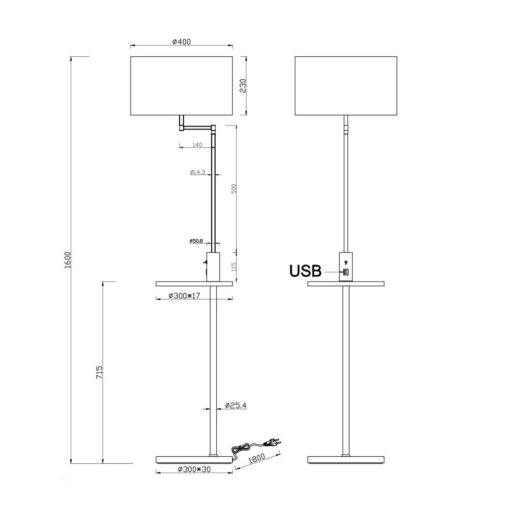Φωτιστικό Δαπέδου Trio Lighting E27 Μαύρο Ματ Μεταλλικό  400400132