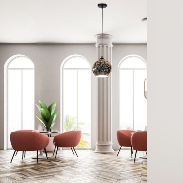 Κρεμαστό Φωτιστικό Οροφής Γυαλί με 3D γυαλί σώμα Ø250 V-TAC  – 40131