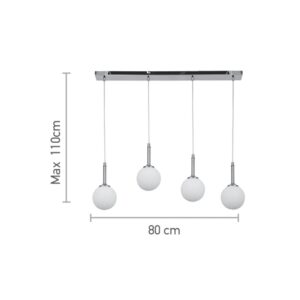 InLight Κρεμαστό φωτιστικό από χρυσαφί μέταλλο και λευκή οπαλίνα 4XG9 D:80cm (4016-4-RAIL)