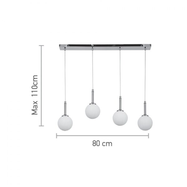 InLight Κρεμαστό φωτιστικό από χρυσαφί μέταλλο και λευκή οπαλίνα 4XG9 D:80cm (4016-4-RAIL)