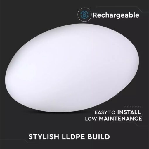 LED φωτιστικό οβάλ σχήμα πέτρας 1W επαναφορτιζόμενη V-TAC RGB IP67 – 40171