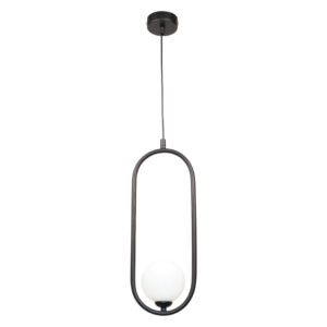 InLight Κρεμαστό φωτιστικό σε μαύρη απόχρωση και λευκή οπαλίνα 1XG9 D:40cm (4021-BL)