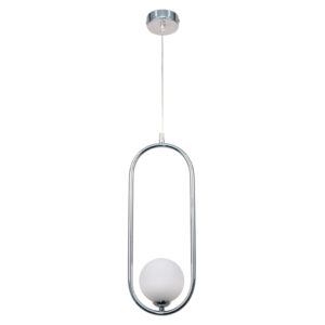InLight Κρεμαστό φωτιστικό σε χρώμιο απόχρωση και λευκή οπαλίνα 1XG9 D:40cm (4022-CH)