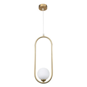 InLight Κρεμαστό φωτιστικό σε χρυσαφί χρώμα και λευκή οπαλίνα 1XG9 D:40cm (4022-GL)