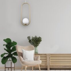 Alternative view of InLight Κρεμαστό φωτιστικό σε μαύρη απόχρωση και λευκή οπαλίνα 1XG9 D:40cm (4021-BL)