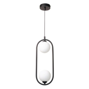 InLight Κρεμαστό φωτιστικό σε μαύρη απόχρωση και λευκή οπαλίνα 2XG9 D:40cm (4023-BL)