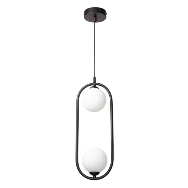 InLight Κρεμαστό φωτιστικό σε μαύρη απόχρωση και λευκή οπαλίνα 2XG9 D:40cm (4023-BL)