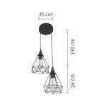 InLight Κρεμαστό φωτιστικό από μαύρο μέταλλο 2XE27 D:20cm (4024-2-BL-ROSETTE)