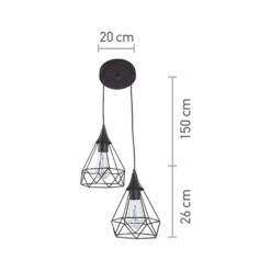 InLight Κρεμαστό φωτιστικό από μαύρο μέταλλο 2XE27 D:20cm (4024-2-BL-ROSETTE)