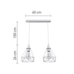 InLight Κρεμαστό φωτιστικό από λευκό μέταλλο 2XE27 D:40cm (4024-2-WH-RAIL)