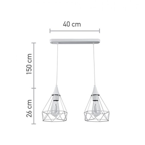 InLight Κρεμαστό φωτιστικό από λευκό μέταλλο 2XE27 D:40cm (4024-2-WH-RAIL)