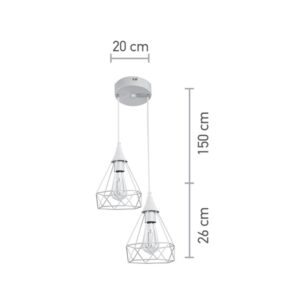InLight Κρεμαστό φωτιστικό από λευκό μέταλλο 2XE27 D:20cm (4024-2-WH-ROSETTE)
