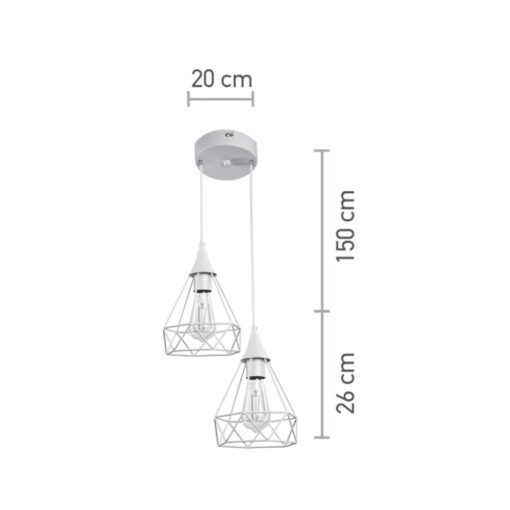 InLight Κρεμαστό φωτιστικό από λευκό μέταλλο 2XE27 D:20cm (4024-2-WH-ROSETTE)