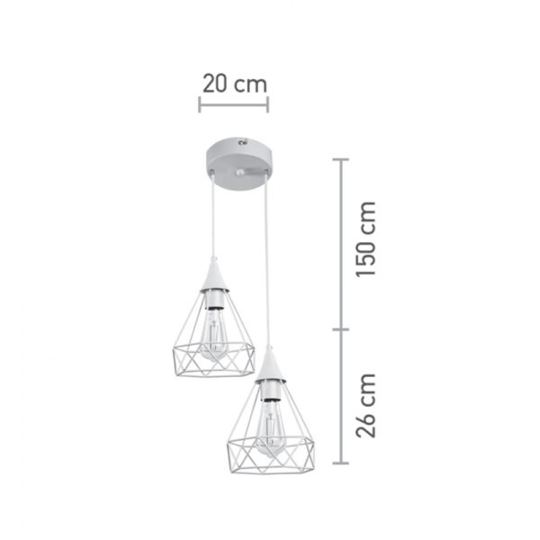InLight Κρεμαστό φωτιστικό από λευκό μέταλλο 2XE27 D:20cm (4024-2-WH-ROSETTE)