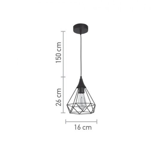InLight Κρεμαστό φωτιστικό από μαύρο μέταλλο 1XE27 D:16cm (4024-BL)
