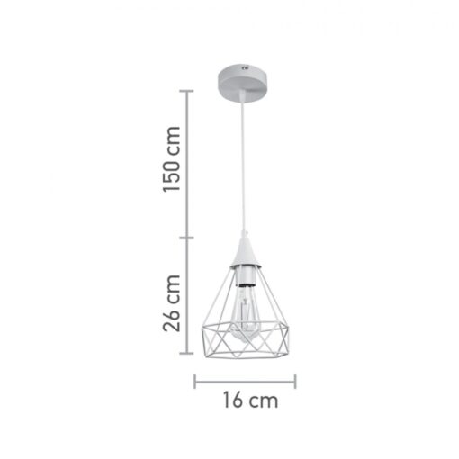 InLight Κρεμαστό φωτιστικό από λευκό μέταλλο 1XE27 D:16cm (4024-WH)