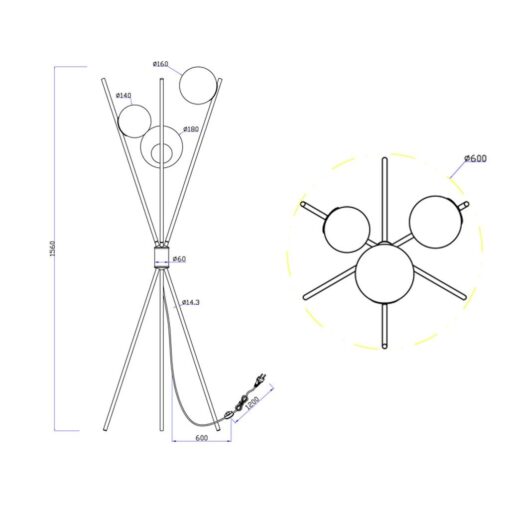 Φωτιστικό Δαπέδου Trio Lighting   3xE14 Μαύρο Ματ Μεταλλικό    403400317