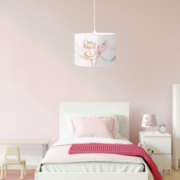 Κρεμαστό παιδικό φωτιστικό  princess από καπέλο και λευκή ανάρτηση D:35cm  4037