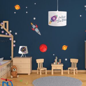 Κρεμαστό παιδικό φωτιστικό follow the stars από καπέλο και λευκή ανάρτηση D:35cm  4038