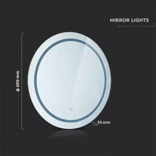 Καθρέφτης LED Αντιθαμβωτικός Στρογγυλός Φ60 3 σε 1 CCT με Διακόπτη ΑφήςV-TAC  25W σε Ψυχρό Λευκό – 2140491
