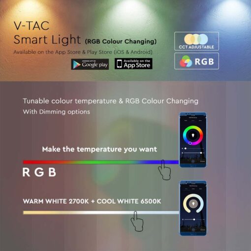 Wi-Fi Smart Επιτραπέζιο Φωτιστικό Γραφείου V-TAC Μαύρο RGB Dimmable  – 405871