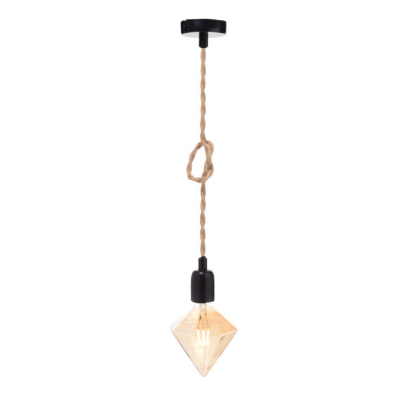 Κρεμαστό Φωτιστικό 1ΧΕ27 Μαύρο Μέταλλο+Σχοινί ACA DECOR  – 40BRR