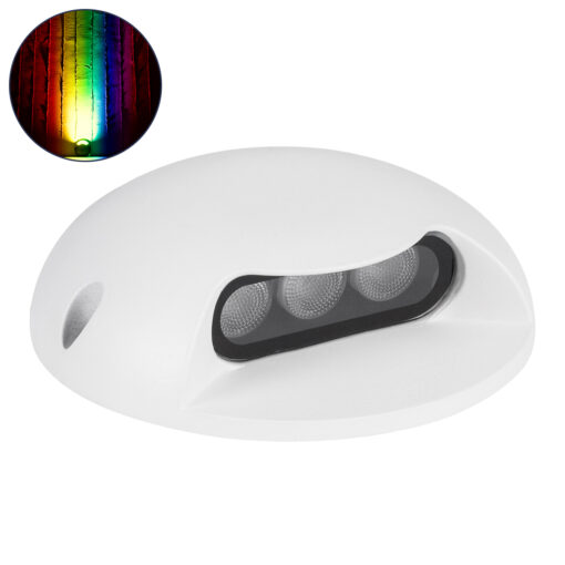 GloboStar® STEP-LUNA 90621 Επιφανειακό Φωτιστικό Σκαλοπατιού – Διαδρόμου LED 6W 600lm 10° DC 24V Αδιάβροχο IP65 Φ12 x Υ3cm Πολύχρωμο RGB DMX512 – Λευκό – 3 Years Warranty