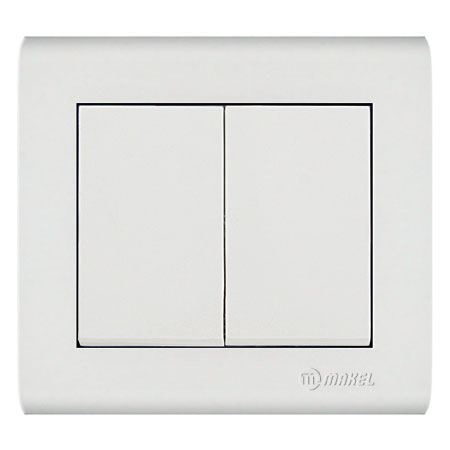 Διακόπτης διπλός κομμυτατέρ αλέ ρετούρ λευκός Makel Manolya – 41001026