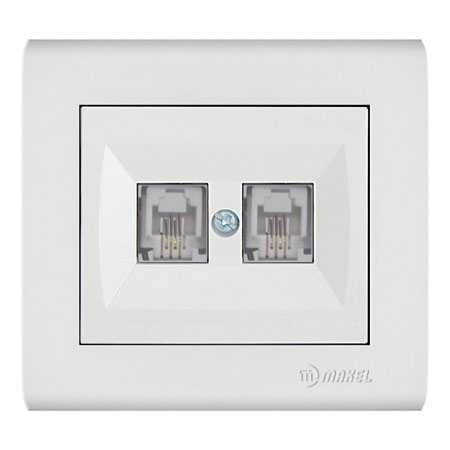 Πρίζα τηλεφώνου RJ11 διπλή λευκή Makel Manolya – 41001034