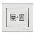 Πρίζα τηλεφώνου-δικτύου RJ11+RJ45 CAT5 διπλή λευκή Makel Manolya – 41001037