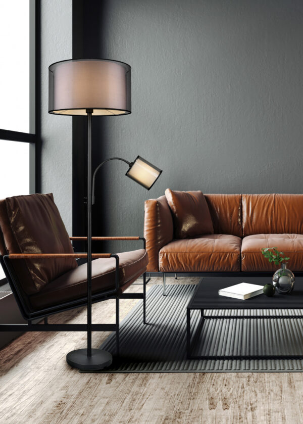 Φωτιστικό Δαπέδου Trio Lighting BURTON  1x E27 Μαύρο Ματ Μεταλλικό   – 411400232