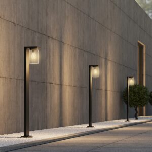 Φωτιστικό Κολωνάκι Δαπέδου Μαύρο Ματ 100cm ARDILA με Αισθητήρα Νύχτας-Ημέρας 1x E27 IP44 Trio Lighting – 411660132