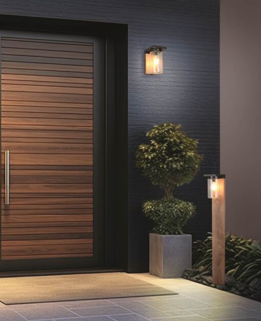 Φωτιστικό Κολωνάκι Δαπέδου σε Απόχρωση Ξύλου 100cm ARDILA με Αισθητήρα Νύχτας-Ημέρας 1x E27 IP44 Trio Lighting – 411660135