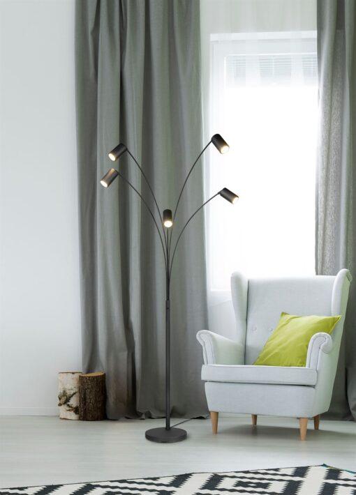 Φωτιστικό Δαπέδου Μαύρο Ματ Μεταλλικό MARLEY 5xGU10 Trio Lighting – 412400532