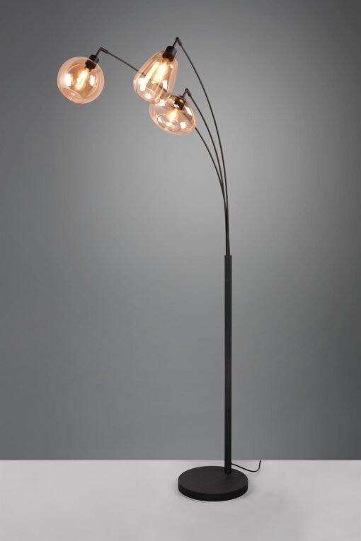 Φωτιστικό Δαπέδου Trio Lighting 3x E14 Μαύρο Ματ με Μελί Γυαλιά – 417000313